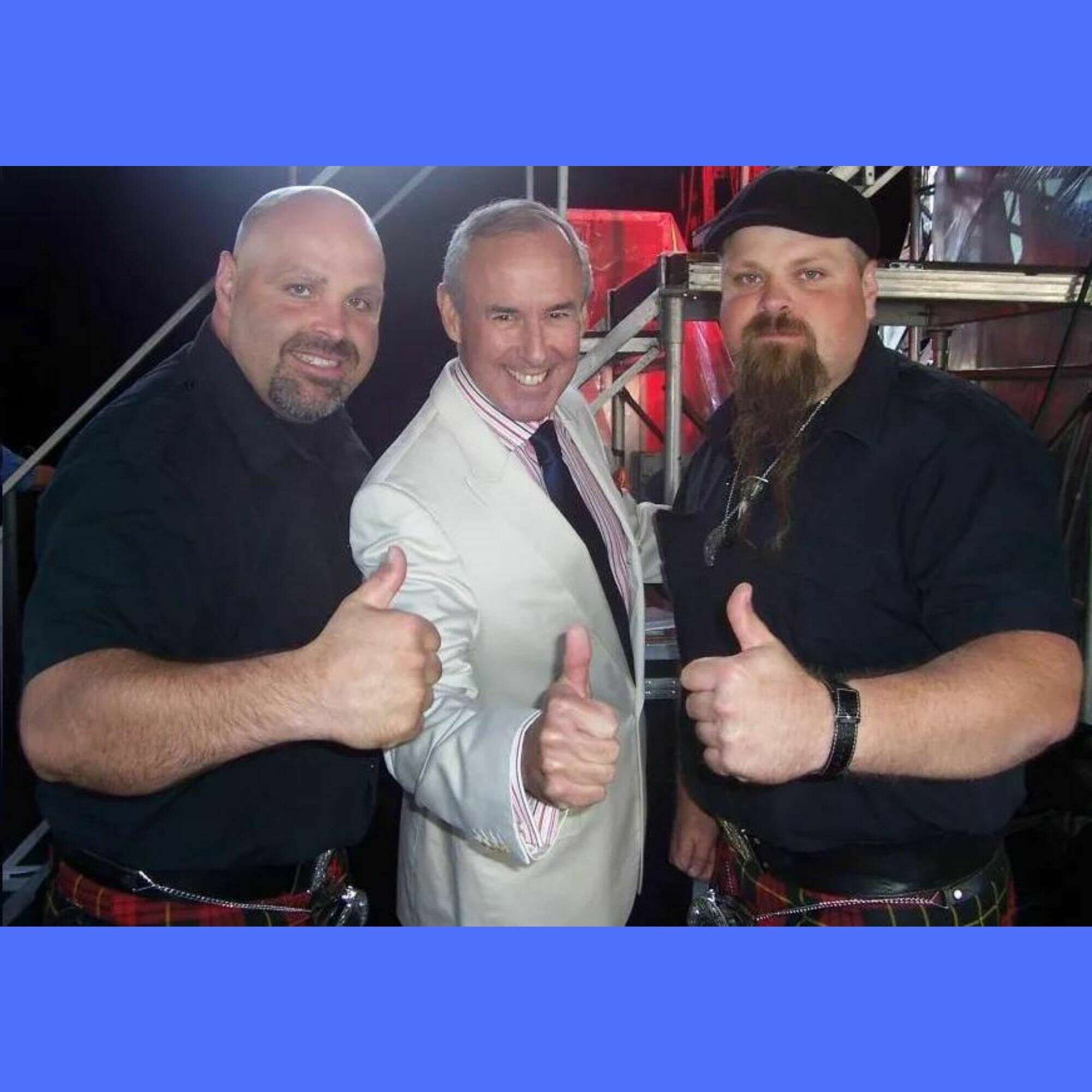 The Mudmen - Sandy and Rob with Ron MacLean hockey icon