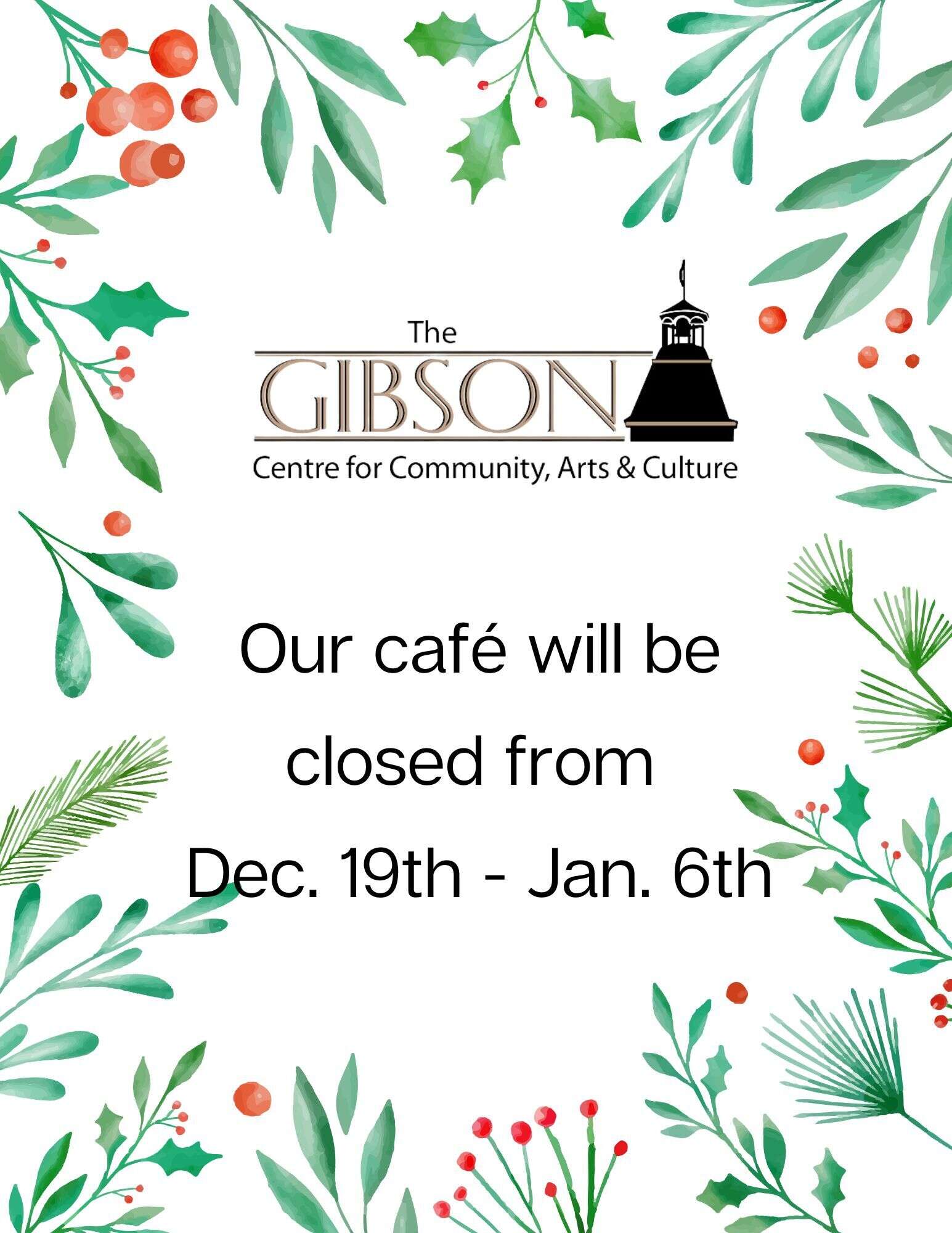 Café Closure for the Holidays